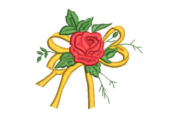 Rose with Pretty Bow Embroidery Designs Review
